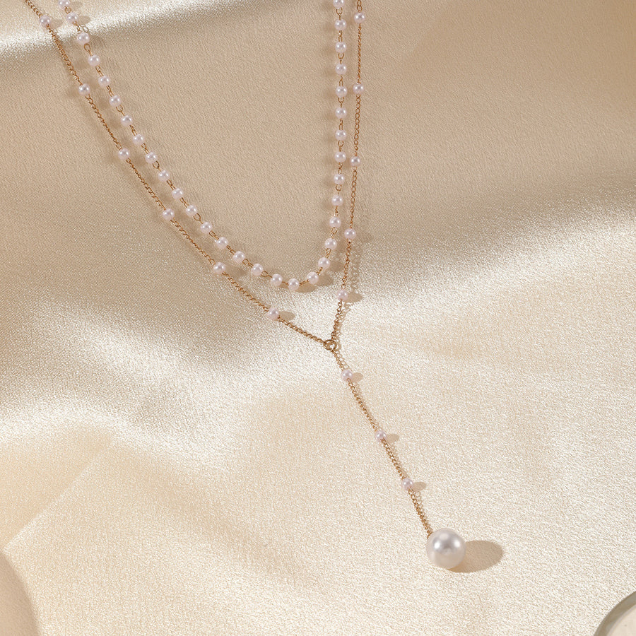 Double-Layer Pearl Necklace – Twin Strand in Gold