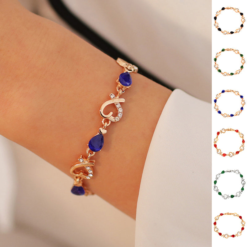 Heart Charm Bracelet – Rhinestone Adjustable Jewelry