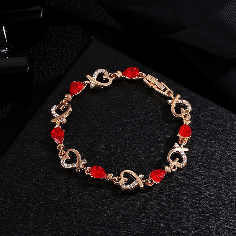 Heart Charm Bracelet – Rhinestone Adjustable Jewelry