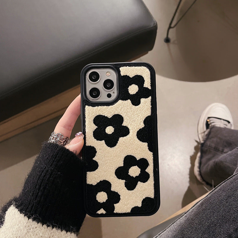Plush Floral iPhone Case for Autumn and Winter