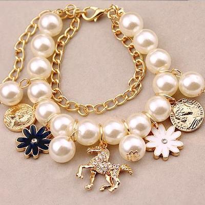 Crystal & Pearl Flower Bracelet Set – Gift Collection