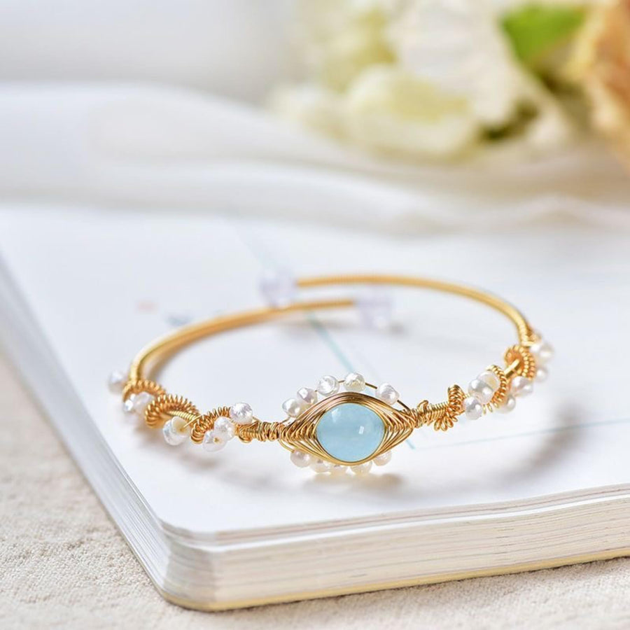 Braided Gold Pearl Cuff – Vintage-Style Wire Design