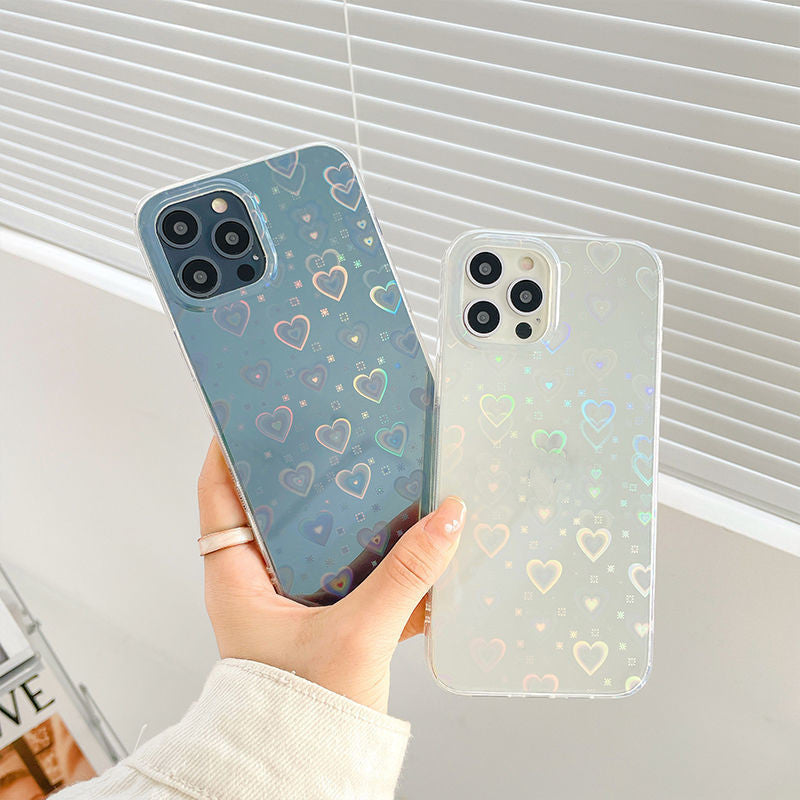 Laser Heart iPhone Case – Colorful Shockproof Design