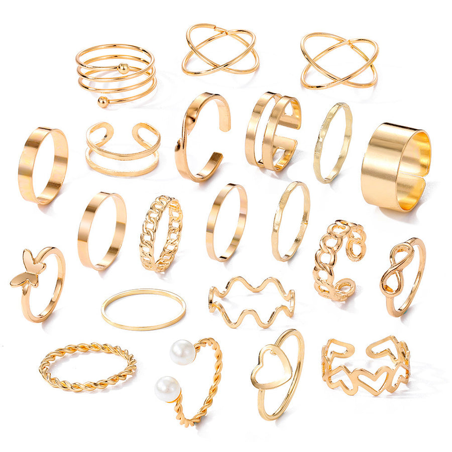 22-Piece Stackable Heart Rings – Adjustable, One Size Fits All