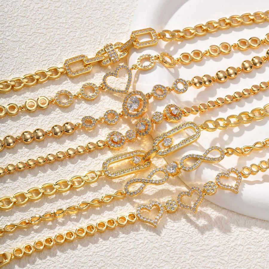 Sparkling Zircon Flower & Heart Bracelet