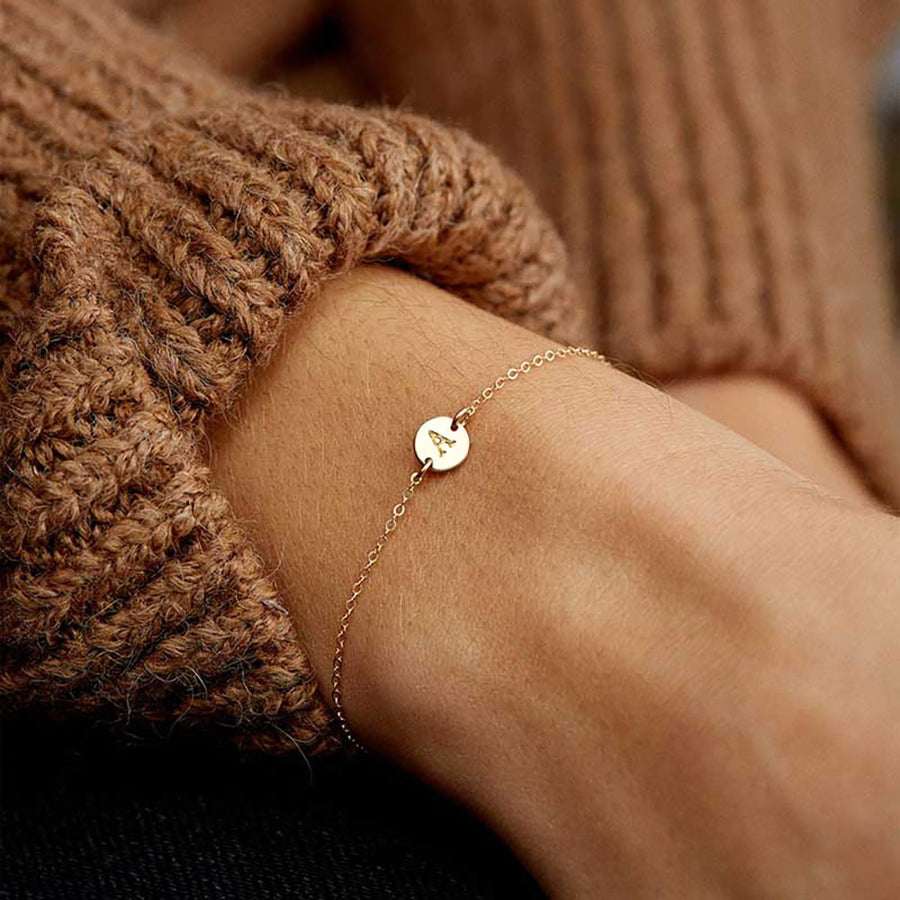 Personalized Initial Bracelet – Adjustable Gold-Tone Band