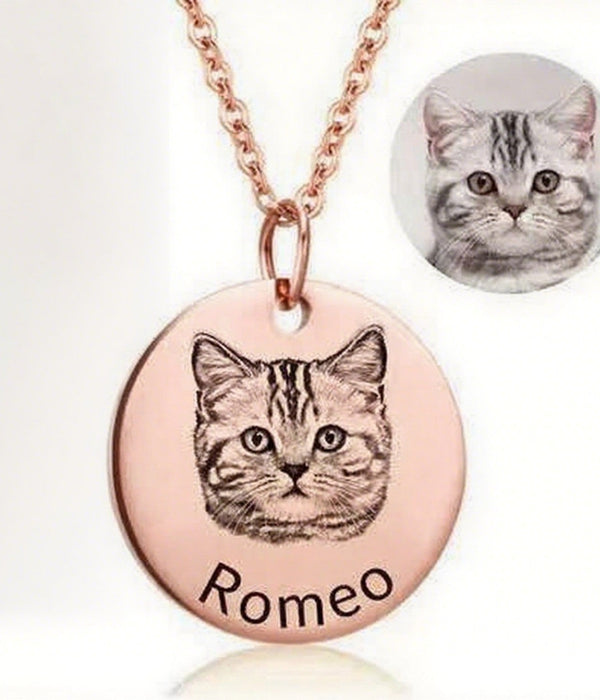 Personalized Laser Engraved Necklace With Engraved Characters And Graphics - Gold - front view