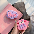 AirPod 2 Case 3D HI BYE Cloud Letter Cartoon Soft Silicone Wireless Earphone Cases For Airpods Case Cute Cover - Pink - gift box included