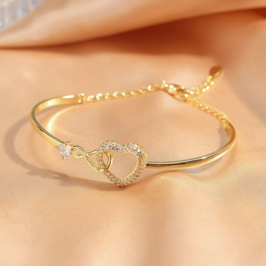 Zircon Heart Open Cuff – Adjustable Light Luxury Piece
