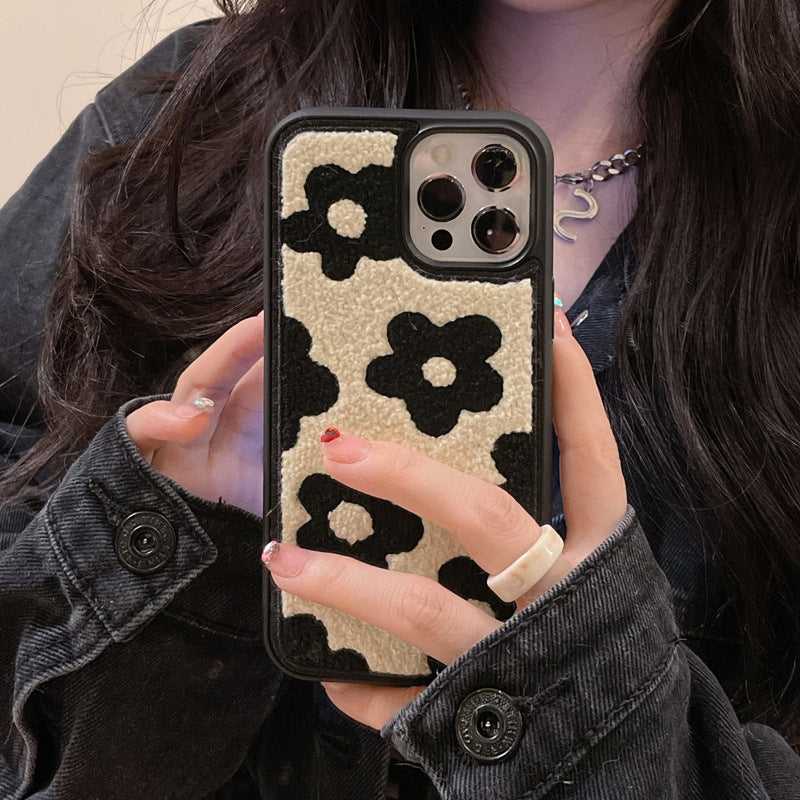 Plush Floral iPhone Case for Autumn and Winter