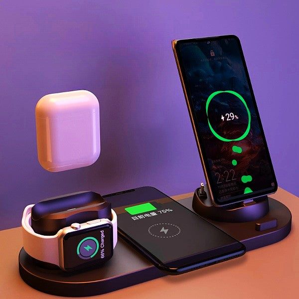 6-in-1 Wireless Charging Station – Phone, Watch & Earbuds
